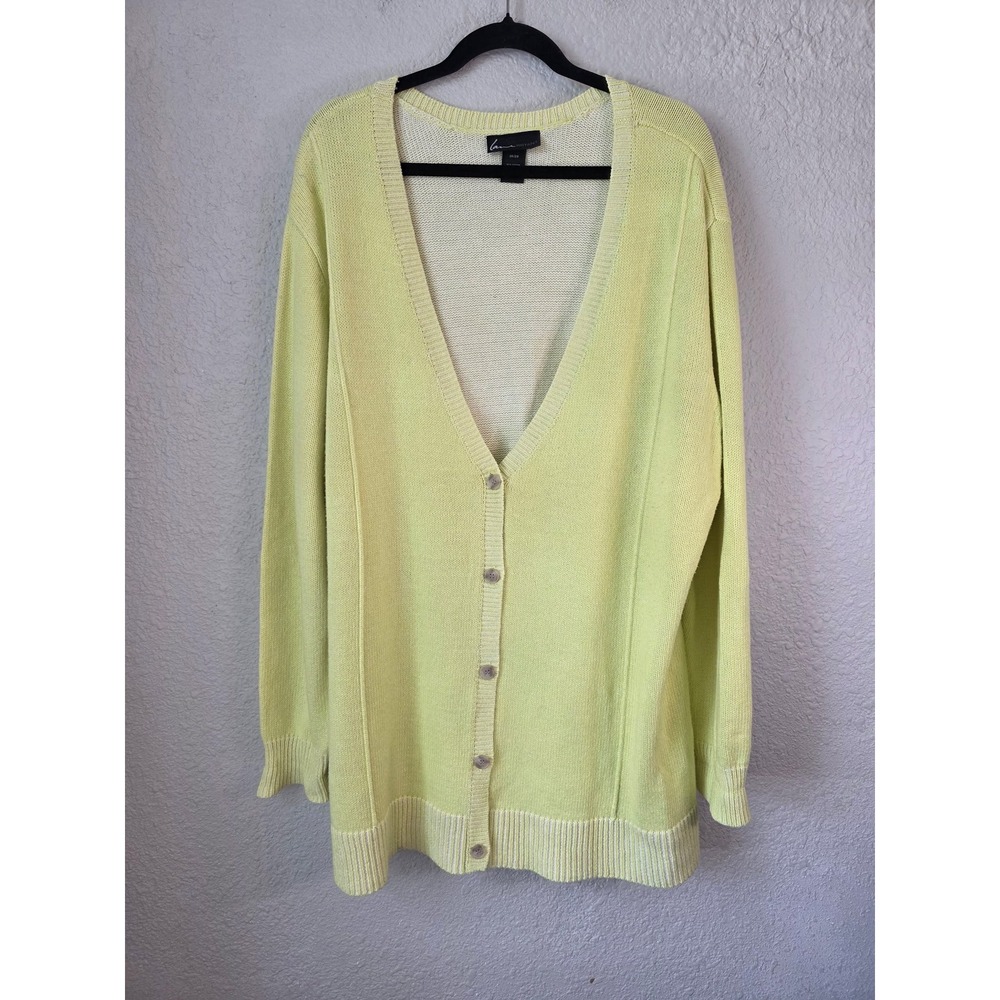 Lane Bryant Lime‎ Green Angora Blend V-Neck Longline Cardigan Sweater Plus 26/28